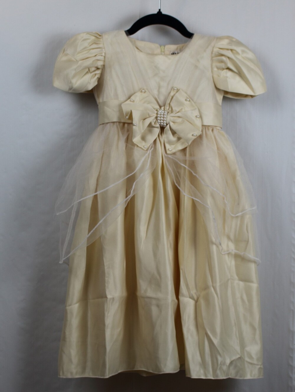 Ivory Girls' Party Dress with Bow Accent